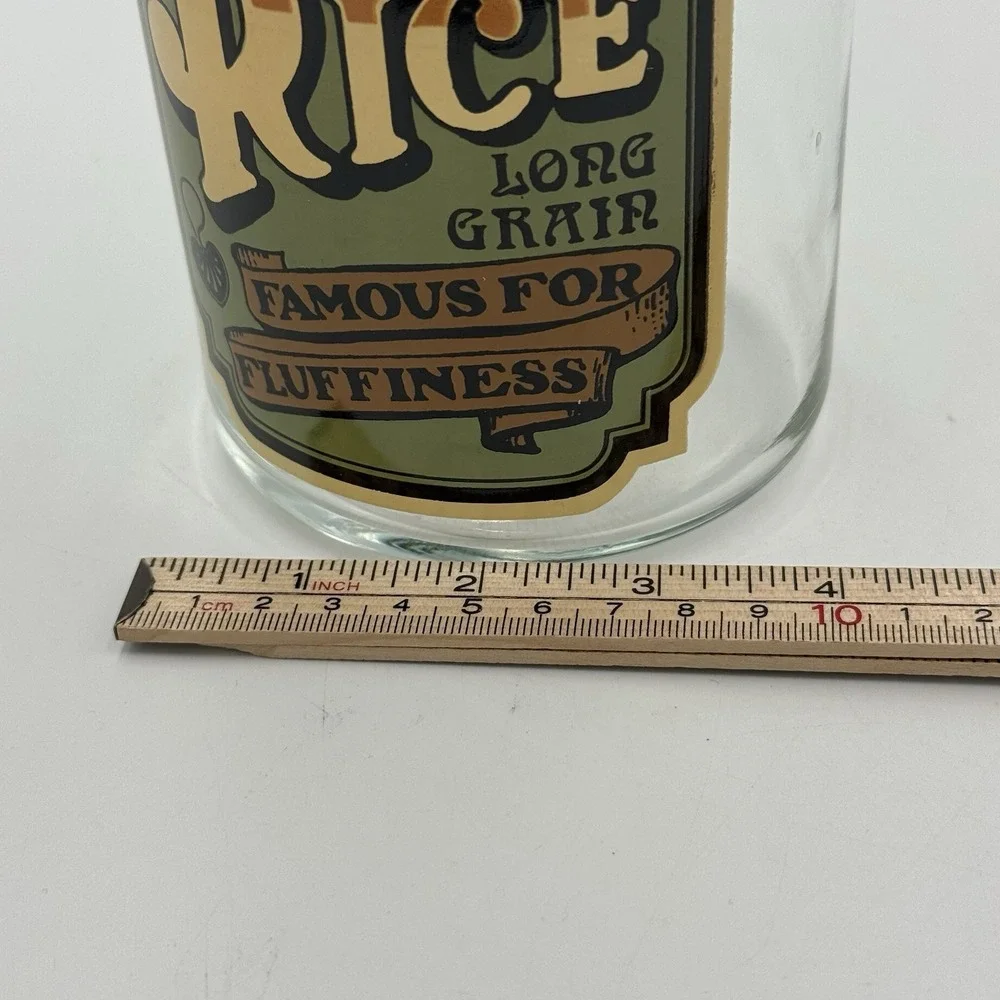 Olde Thompson Glass Canister Rice Wood Lid Vintage